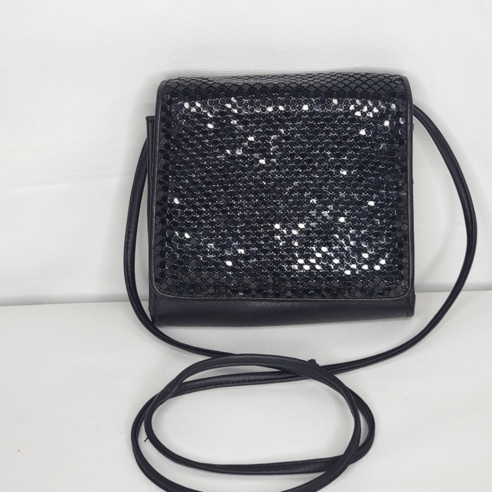 Whiting & Davis International Black Chainmail Mini Crossbody P99